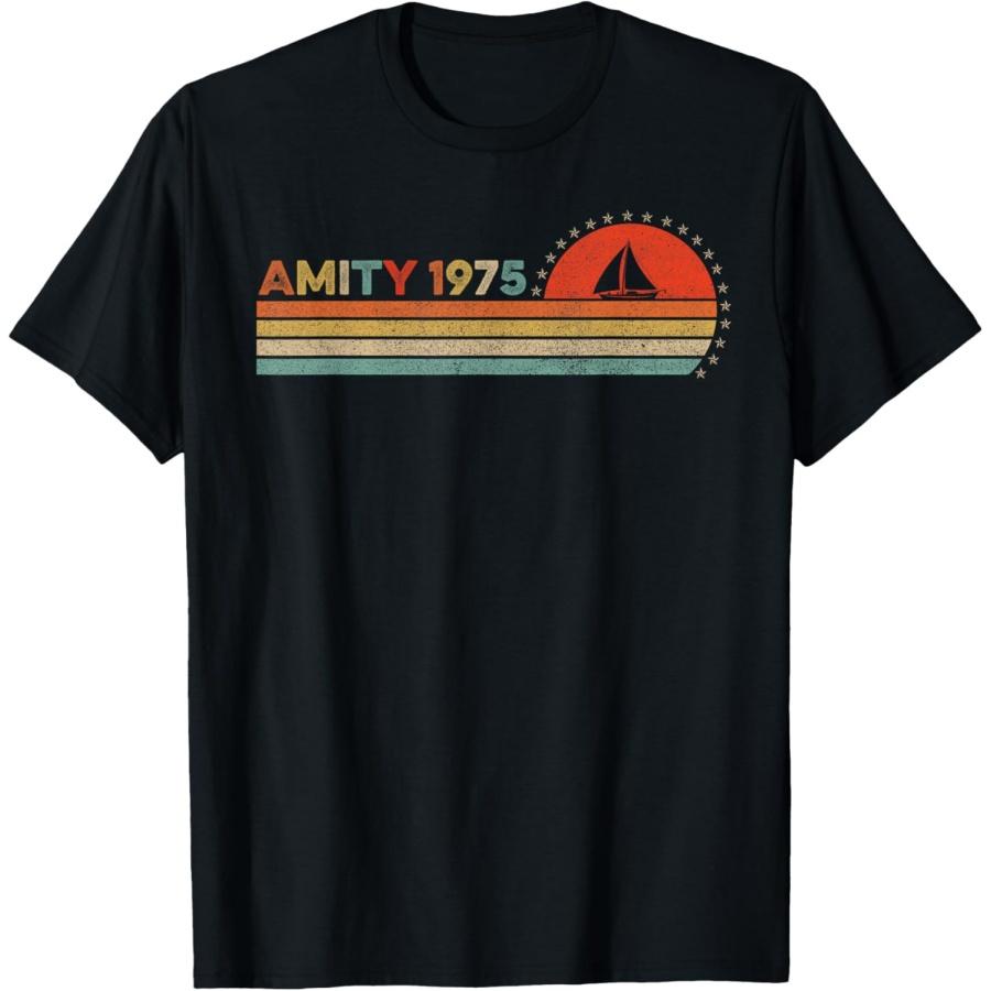 Винтажная футболка Amity 1975 Закат Ретро - Парусник Восход Лето(1)