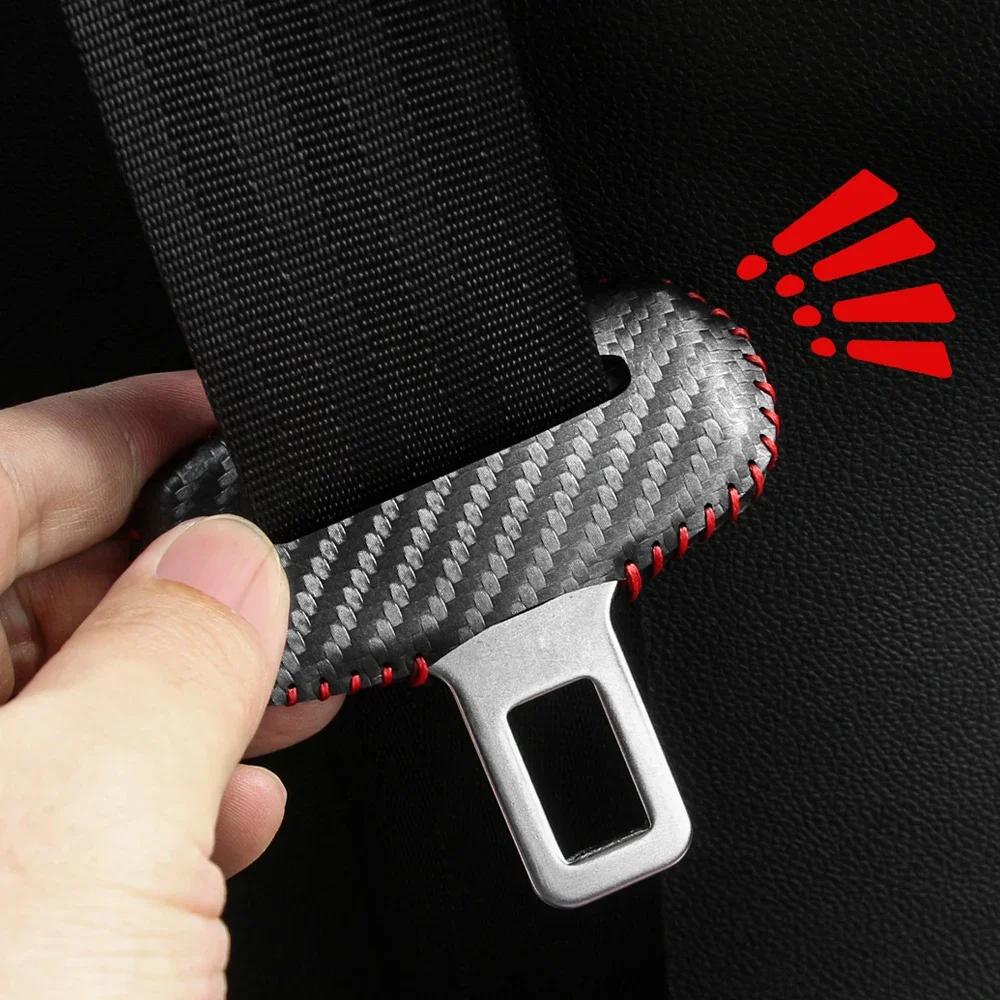 Car Safety Belt Buckle Clip Protector Covers Suede Leather Front Rear Seat Decorative Clips Auto Interior Accessories