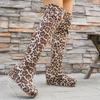 Fashion Enlarged Khmer Boots Autumn New Round Toe Leopard Print Platform Anti-Slip Wear-Resistant Over-the-Knee Boots