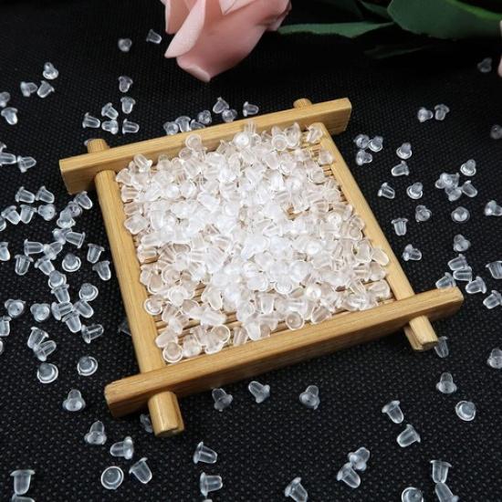 1000pcs Clear Plastic Rubber Safety Earring Backs Soft Silicone Clutch Ear Nut S