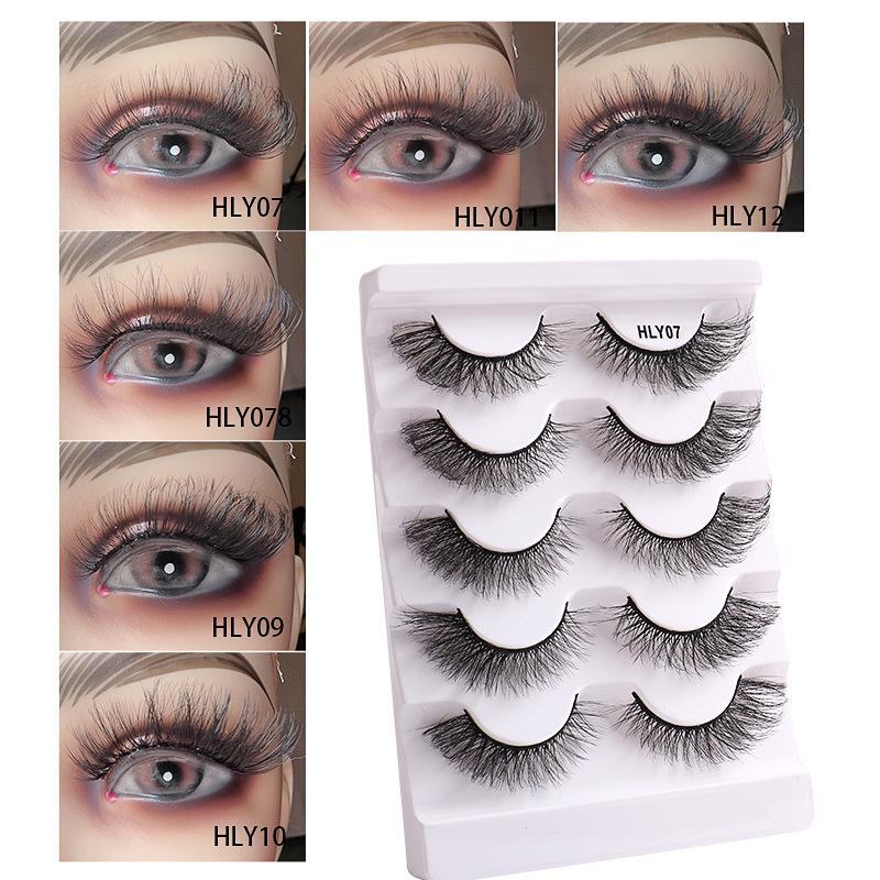 Накладные ресницы из европейской и американской норки, 5 пар толстых жареных натуральных вьющихся искусственных ресниц