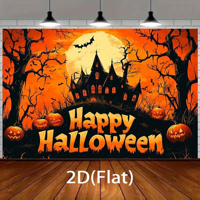 1pc 2D flat Halloween banner background cloth, create a horror atmosphere, home decoration, no power supply required——sym