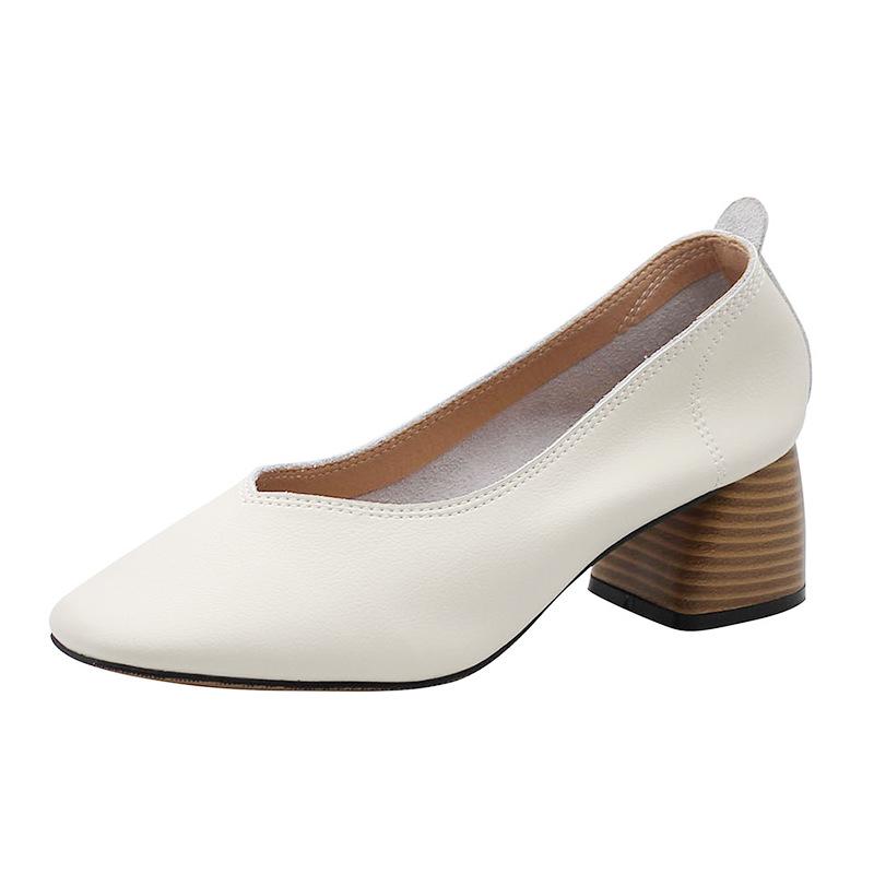 Повседневные бабушкины туфли на толстом каблуке с легким ветром, корейская версия, туфли на одинарной платформе в стиле ретро, ​​кожаная женская обувь на одном каблуке