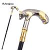 Golden Black Wolf Walking Cane Fashion Decorative Walking Stick Gentleman Elegant Cosplay Cane Knob Crosier 90cm
