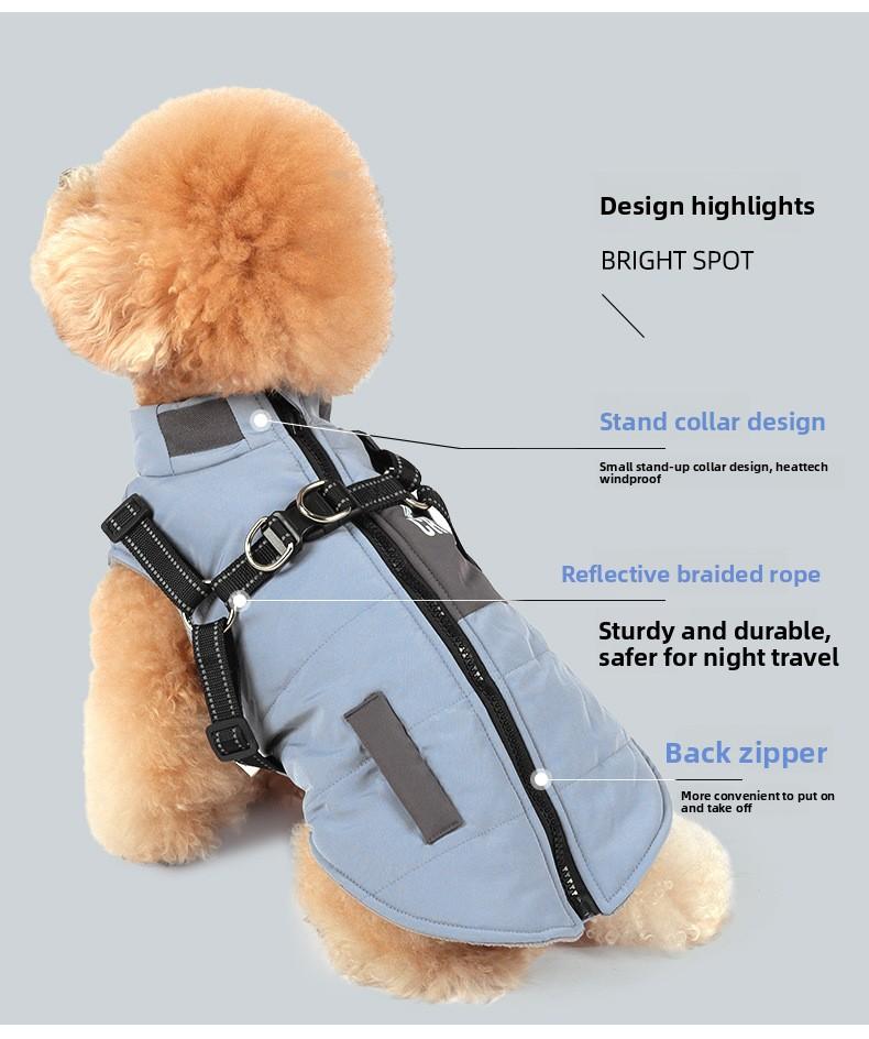 New dog clothes autumn and winter pet windproof stand-up collar dog cotton-padded clothes reflective thickened warm pet clothing
