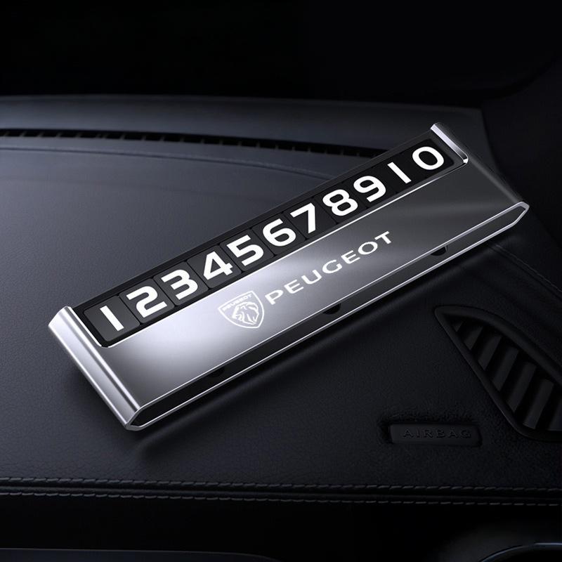 Aluminium alloy Temporary Car Parking Card Phone Number Car Phone Holder Plate For Peugeot 408 4008 308 3008 Rifter 5008 508 RCZ