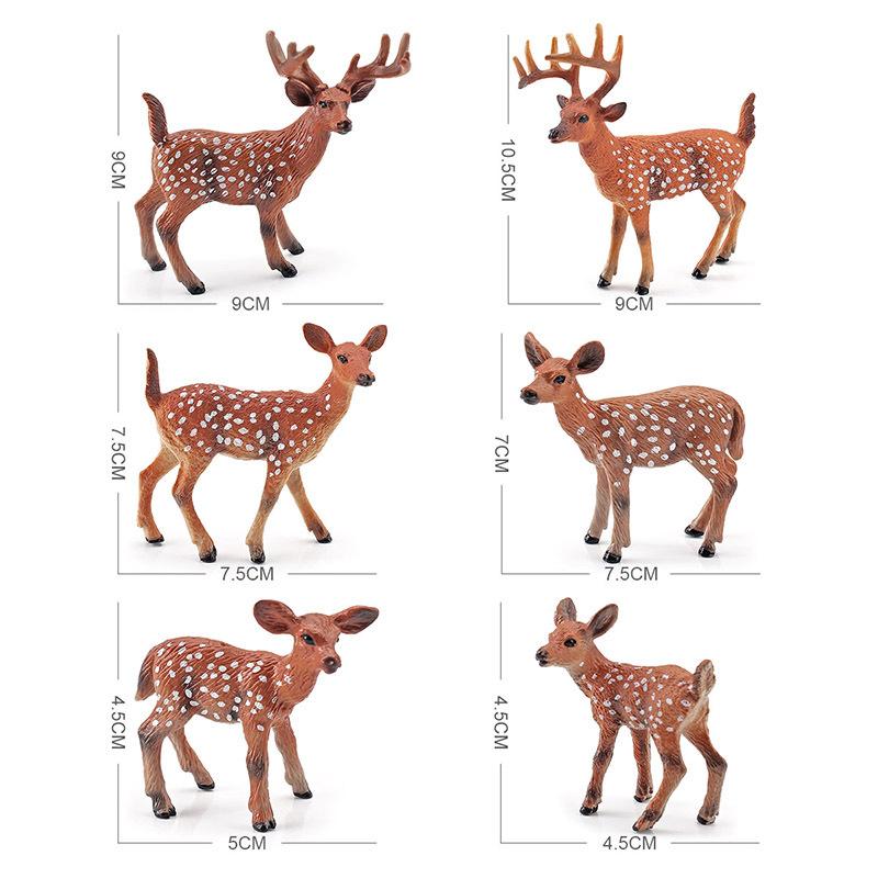Children'S Science And Education Cognition Simulation Forest Animal Red White-Tailed Deer Elk Sika Deer Model Ornament Toy