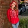 Y2K Rhinestone Skeleton Hoodies Women Gothic Black Red Zip-up Sweatshirts Female Retro Harajuku Hooded Coats Streetwear