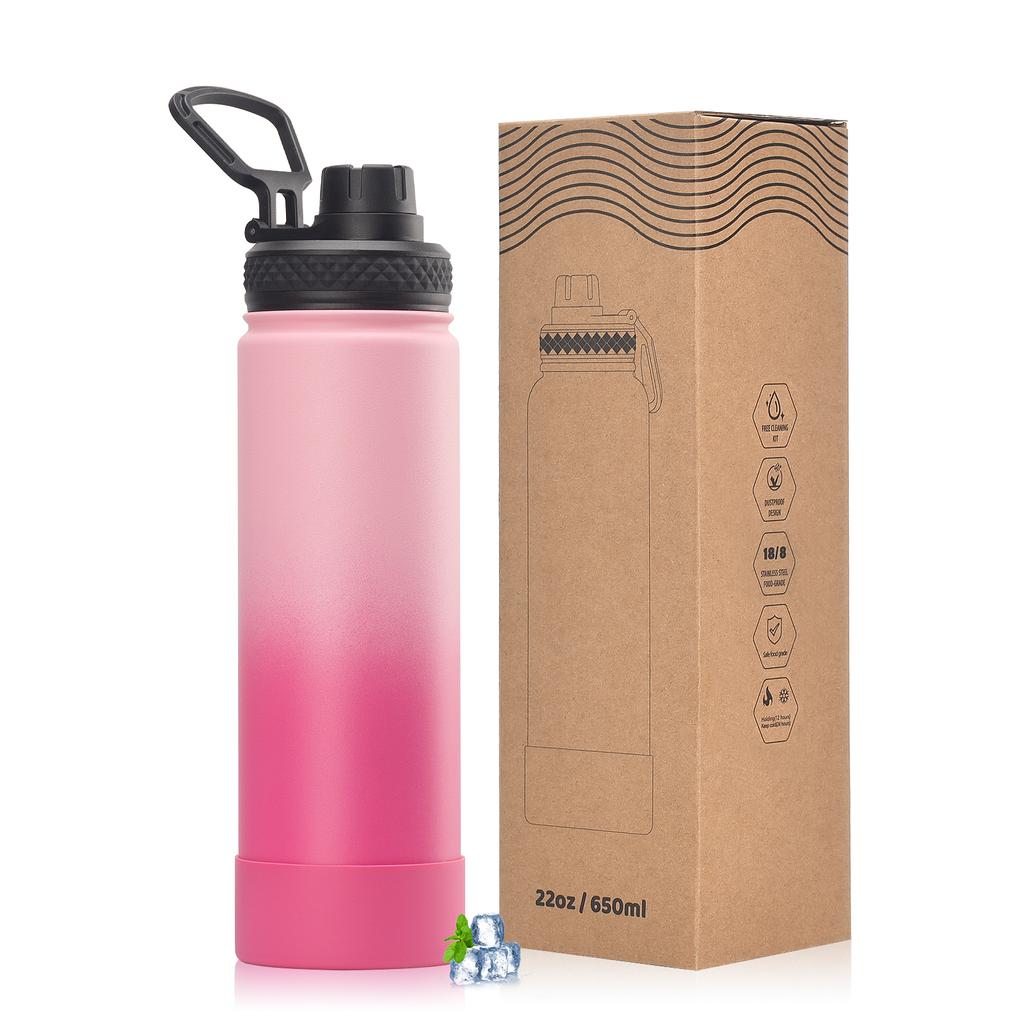 WATERSY Outdoor Sports Water Bottle Stainless Steel Vacuum Insulated 650ml Double Thermal Flask Coffee Mug for Hiking Gym Travel