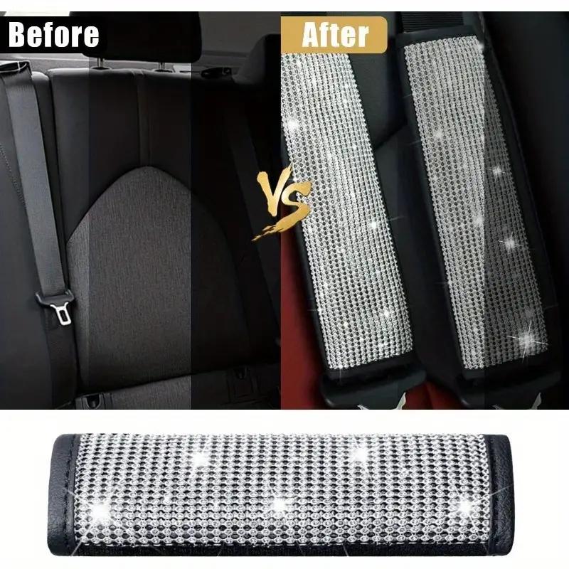 2 шт. чехол на ремень безопасности автомобиля наплечник блестящие бриллиантовые кристаллы стразы инкрустированные украшения аксессуары для салона автомобиля для женщин