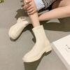 Модные женские ботильоны осень 2024 новые короткие сапоги из искусственной кожи на платформе женские плоские круглые носки на молнии белые сапоги Botas De Mujer