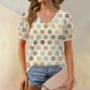 Женские летние топы с коротким рукавом и V-образным вырезом, свободные повседневные футболки