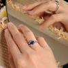 Элегантный и благородный сентябрьский камень-природный синий сапфир серебряное кольцо для женщин ювелирные украшения для банкета и свадьбы