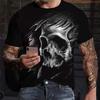 Мужская футболка Летняя мода Череп Тема 3D Мужская крутая уличная футболка с принтом Серия ужасов Жесткая мужская футболка с коротким рукавом большого размера