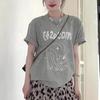 Лето 100% хлопок Женская забавная мультяшная футболка с принтом харадзюку круглый вырез свободная повседневная Y2K топы футболки для молодых девушек серый уличный стиль