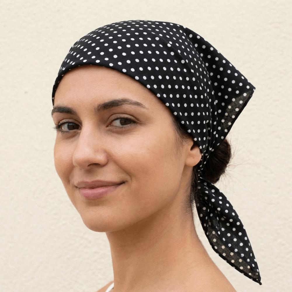 Thin Polka Dots Triangle Scarf Polyester Head Wraps Elegent Foulard Hair Band  Women
