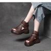 2025 Summer Hollow Short Boots Thick-soled High-heeled Heightened Lightweight Roman Cool Boots Outer Wear Fish Mouth Muffin Sandals Women's Models