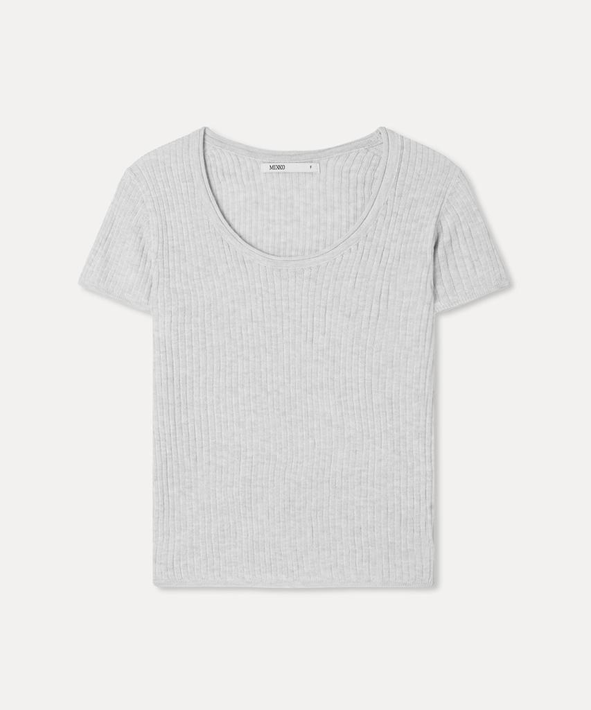 MIXXO Scoop Neck See-Through Short Sleeve Knit_Miwkag51Ss
