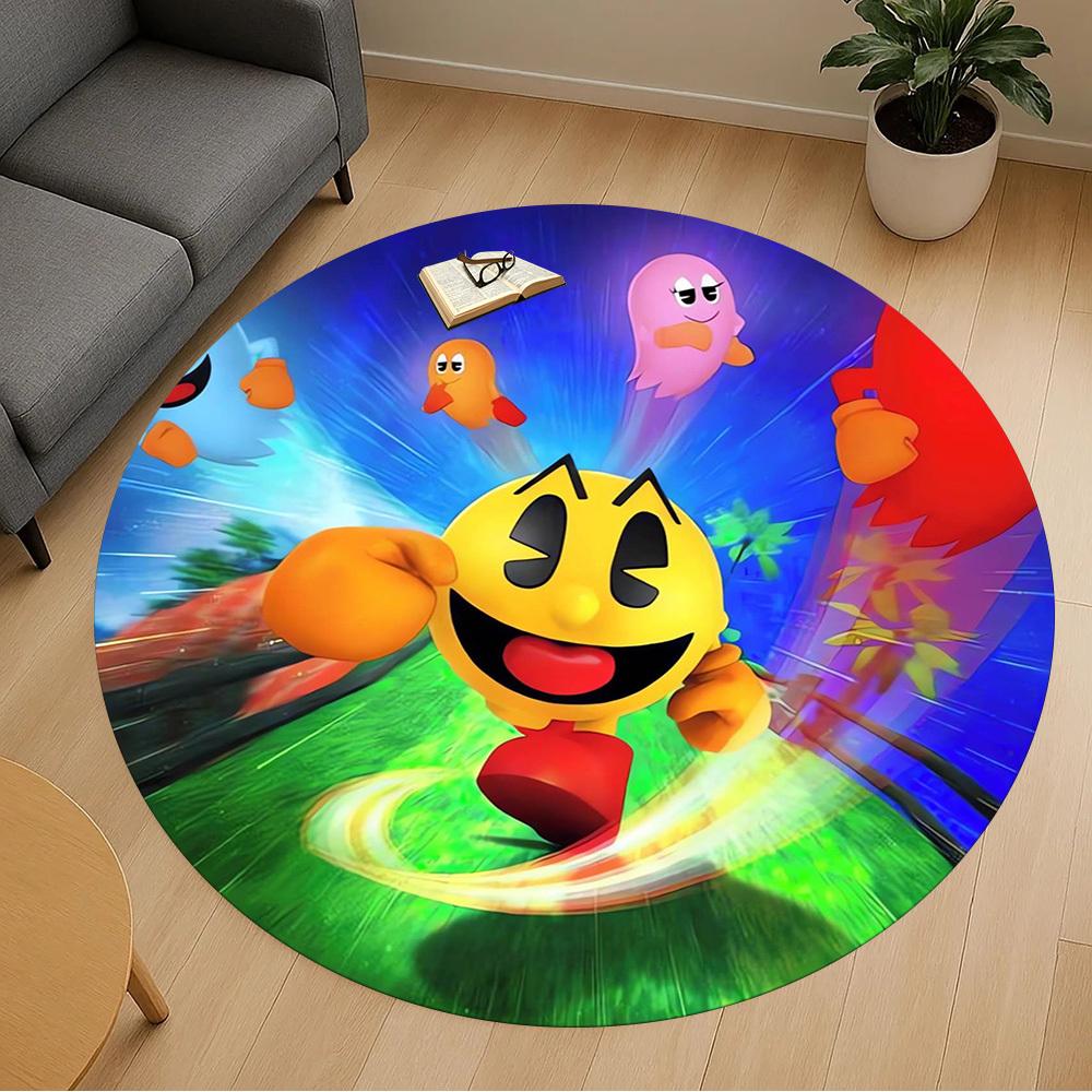 1pc Pac-Man Round Chair mat Area Rug - Non-Slip, Floor Mat for Office, Bedroom, home decor Christmas Gift p0811253