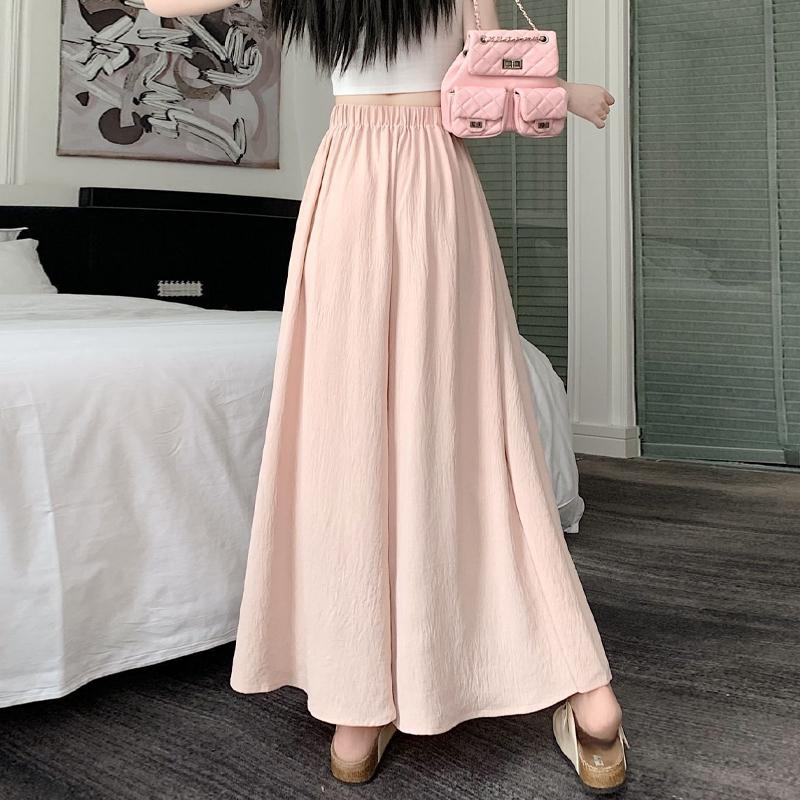 Kawaii White Long Pants Women Korean Fashion Sweet Patchwork High Waist Loose A-line Skirt Pant Casual Soft Girls