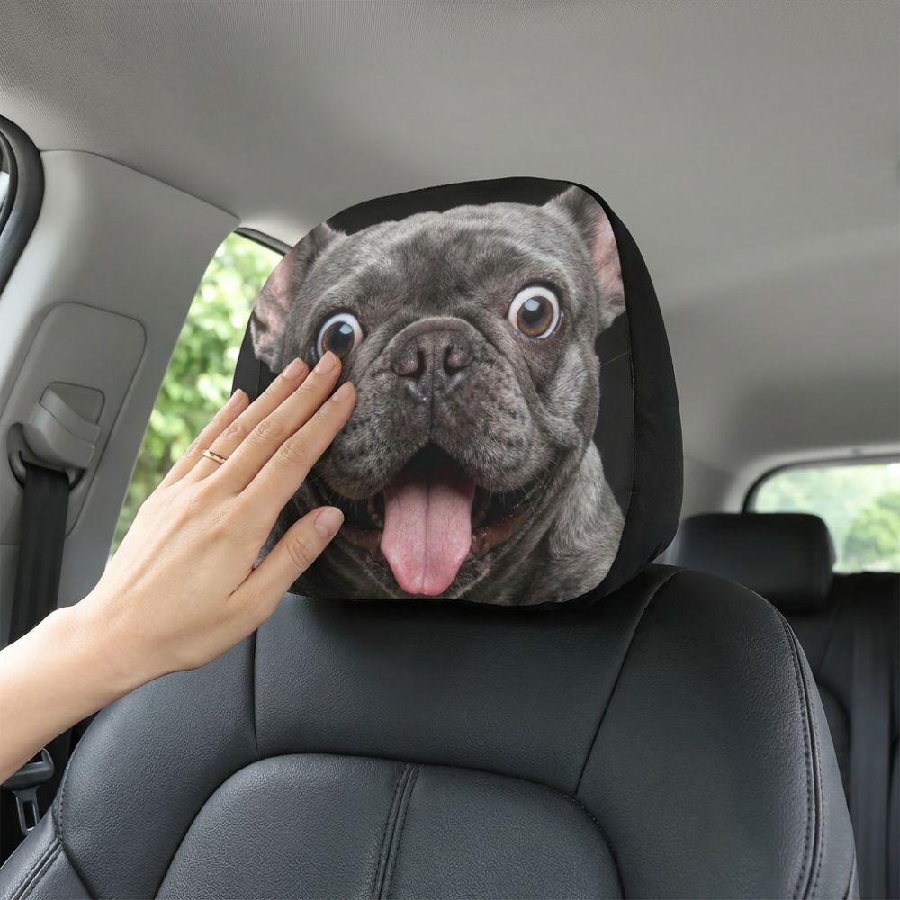 2Pcs Elastic Car Headrest Covers Dust-proof Automobile Pillowcase Auto Headrest Sleeve Dog Lovers