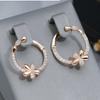 Unique Crystal Flower Drop Earrings for Women Gold Color White Zircon Girls Christmas Jewelry Gifts