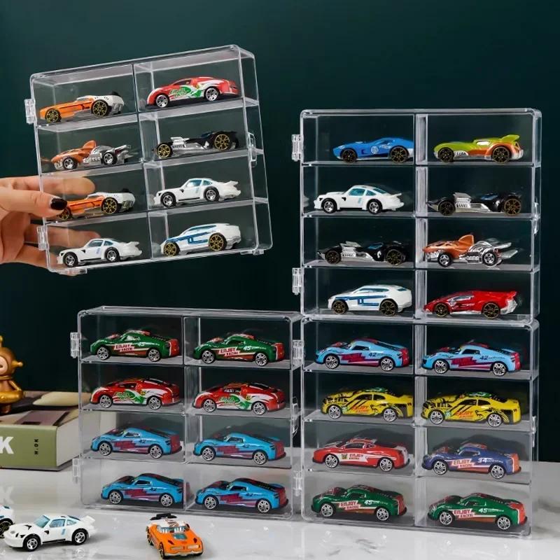 Акриловая витрина для автомобилей 1:64 Для модели автомобиля Hot Wheels Игрушка 8-ячеечная стойка-шкаф Пыленепроницаемые штабелируемые коробки для хранения автомобилей Прозрачные