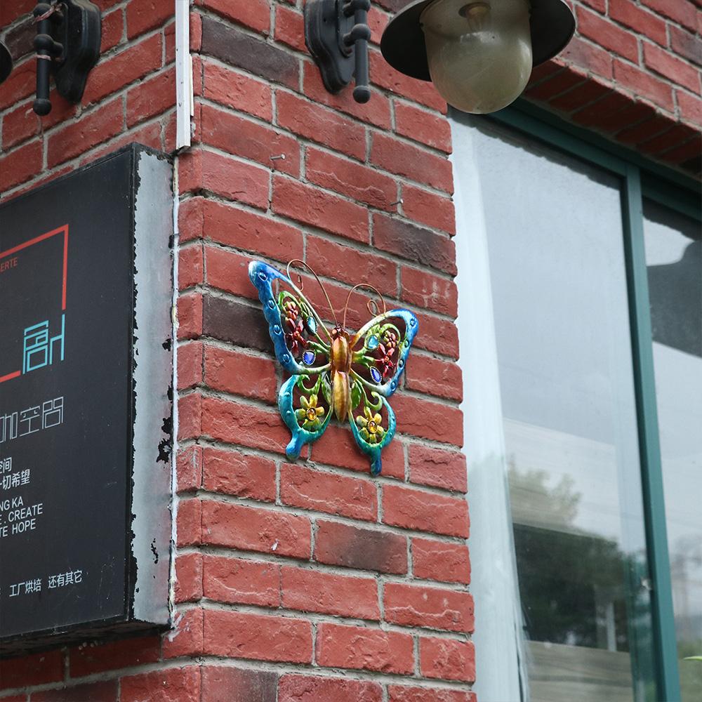 Beautiful Fence Ornament 3D Hanging Sculpture Metal Butterfly Wall Art Garden Decorative