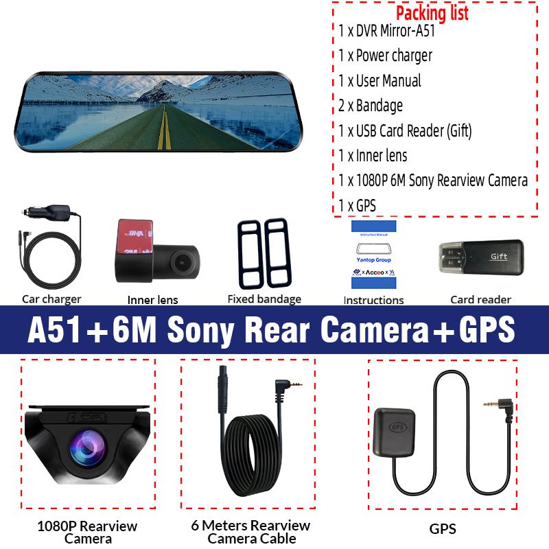 E-ACE 2,5K 3-камерный объектив, автомобильный видеорегистратор, видеорегистратор, 9,66 дюйма, автоматическое зеркало, 1080P, камера заднего вида, GPS, WIFI, ночное видение, черный ящик