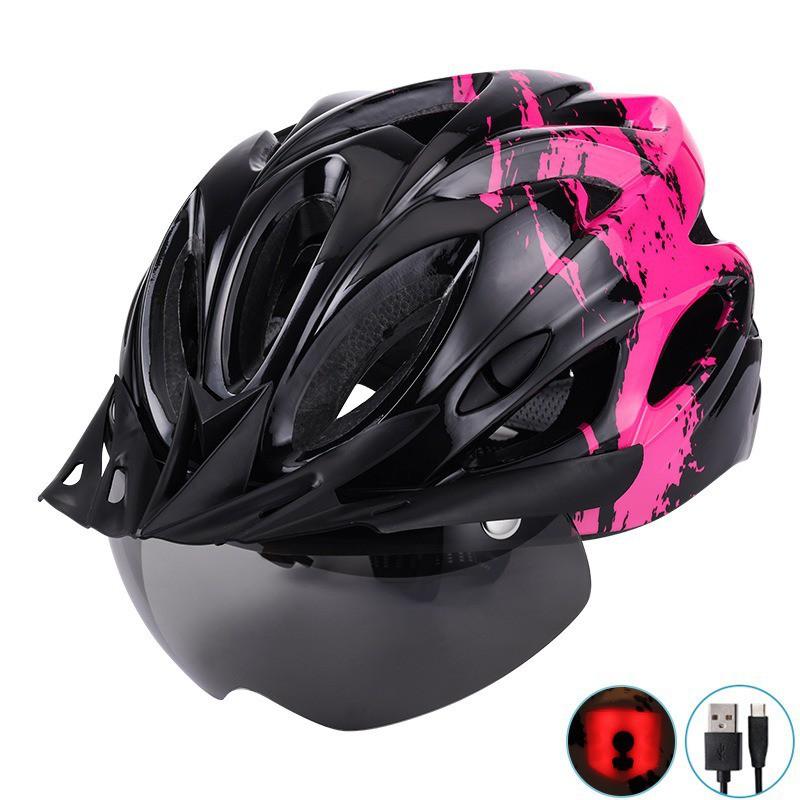 Integrated Cycling Helmet With Magnetic Snap-on Visor Rear LED Light Unisex Mountain Bike Half EPS Foam CE CPSC
