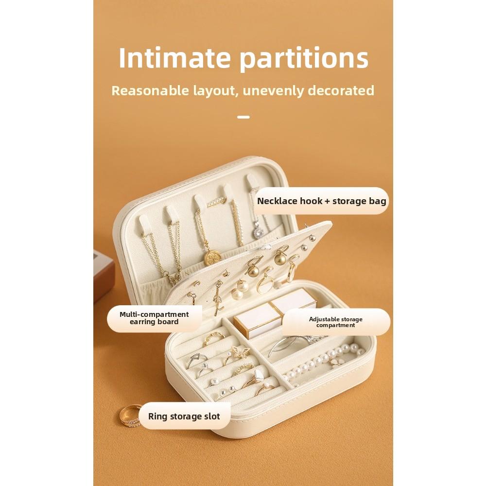 Кожаный органайзер для серег-пуссет на молнии, шкатулка для хранения ювелирных изделий с перегородкой, для серег, колец, большой вместимости, переносная шкатулка для ювелирных изделий