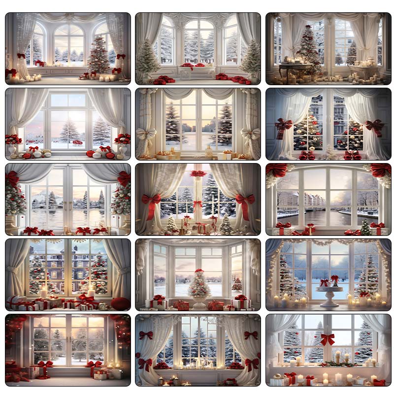 Indoor Sill Window Winter Snow Scene Children Shooting Background Cloth Background Wall Decoration Photo Cloth