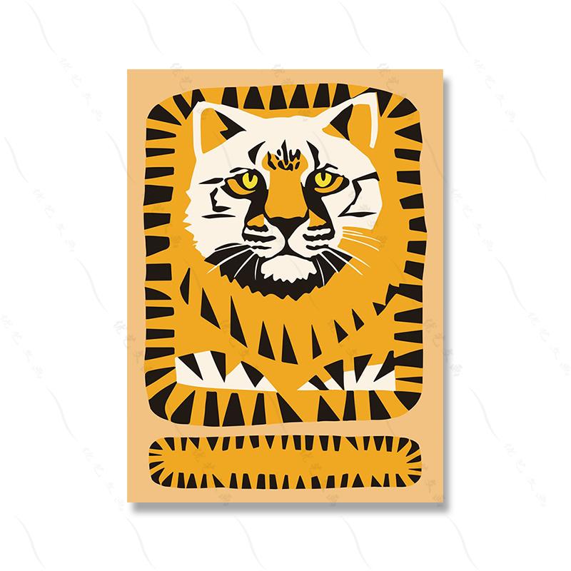 Bohemian Abstract Tiger Paper Cutouts Art Poster Print Egyptian Garden Artwork French Woman Canvas Painting Wall Room Home Decor