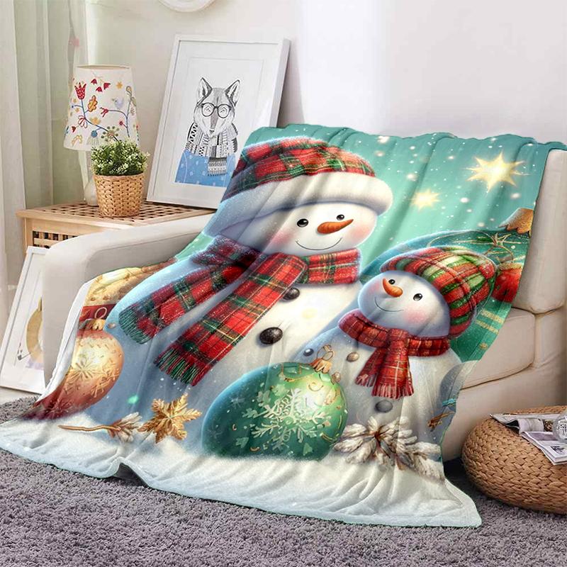 Cartoon Santa Claus Merry Christmas Snowman New Year Gift Soft Flannel Blanket for Beds Bedroom Sofa,Throw Blanket for Cover