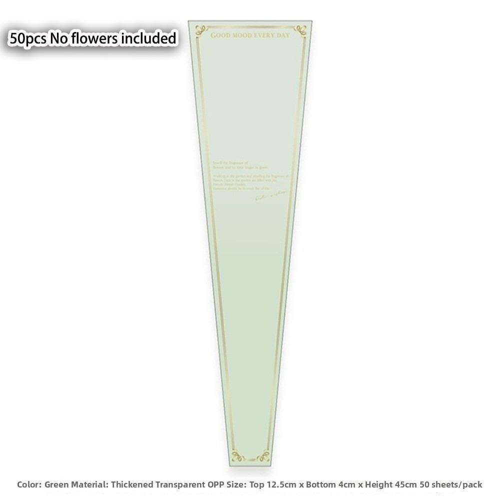 50pcs Transparent Single Rose Sleeves Waterproof Bouquet Packaging Sleeve Anniversary