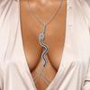 Sexy Charm Snake Green Crystal Belly Waist Chain With Neck Rhinestone Chest Body Jewelry Necklace For Women Festival Clothing