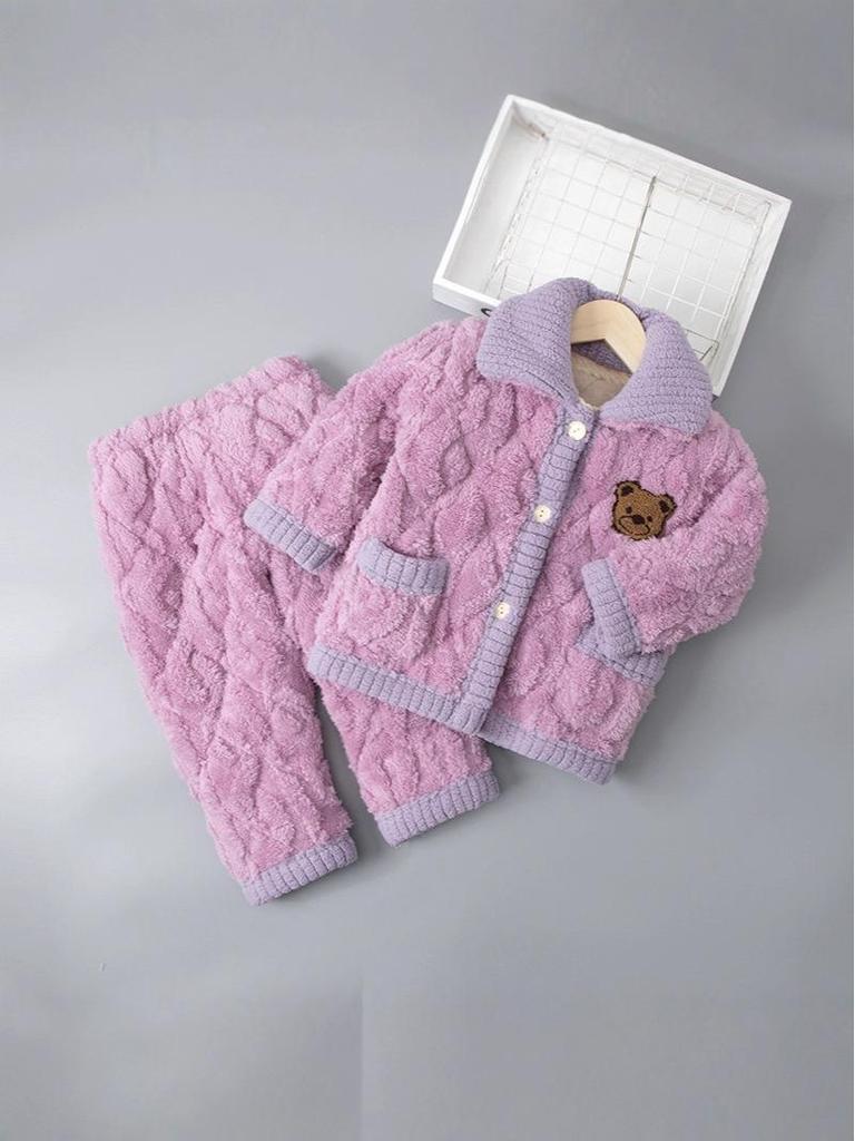 Детская зимняя фланелевая пижама: Толстый коралловый флис, трехслойный стеганый, комплект для родителей и детей