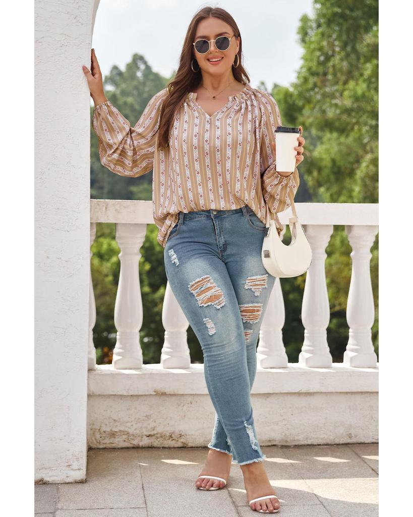 Azura Exchange Блузка с разрезом на шее и принтом