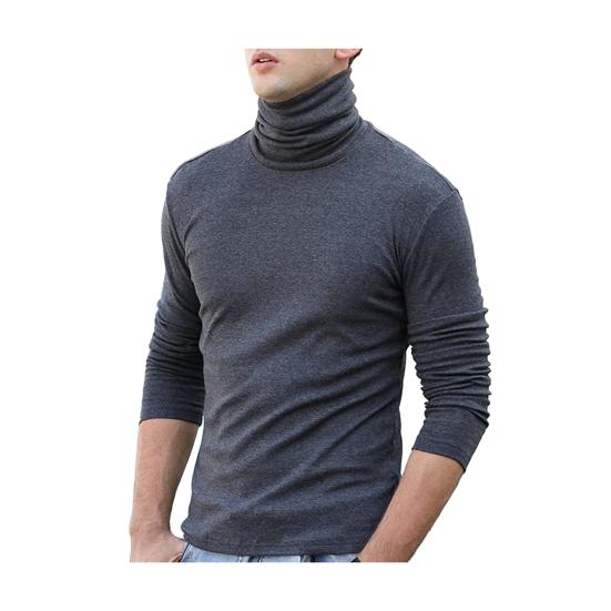 Men Layering Top High Collar Prevent Neck from Wind Highly Stretchy Slim Fit Solid Color