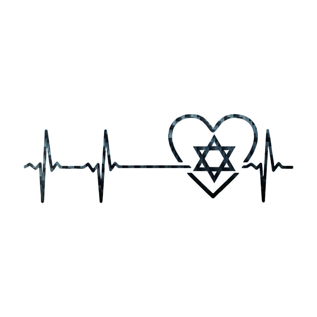 20cm Heartbeat Line & David Star Car Sticker - Waterproof Vinyl Decal for DIY Car Styling & Accessories