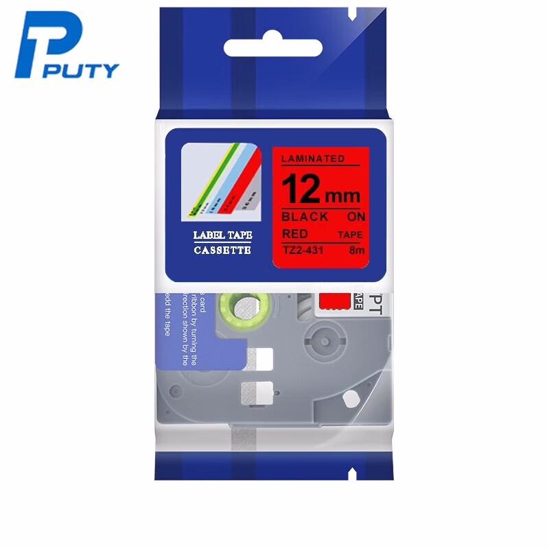 Putie 12mm Black on Color Compatible Label Tape for Brother TZe Series
