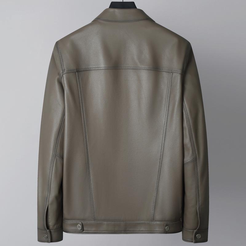 Кожаная куртка Кожаная куртка с лацканами Мужская куртка из овчины Тонкая кожаная куртка High Sense