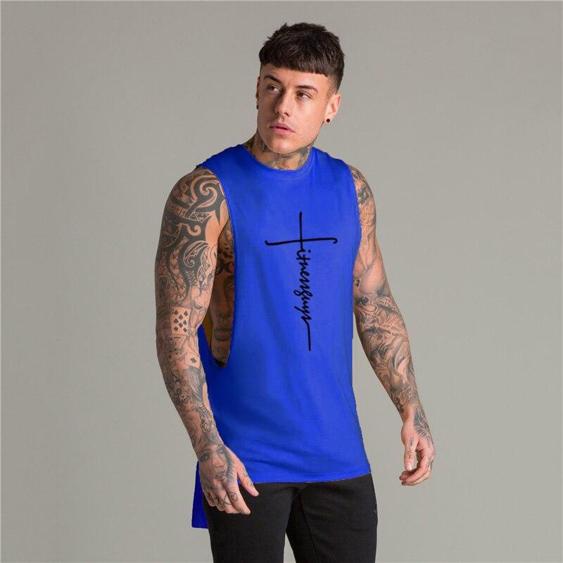 Muscleguys Мужские свободные майки для бодибилдинга с персонализированным принтом, хлопковая удобная футболка без рукавов, тренировочная одежда для мужчин