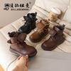 Girls' Fashionable Martin Boots, New Autumn Korean Style Children's British Style Short Boots, Boys' Leather Boots for Older Children