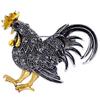 Vintage Exquisite Rhinestone Rooster Brooches For Women Men Trendy Punk Metal Animal Chicken Buckle Pins Wedding Party Jewelry