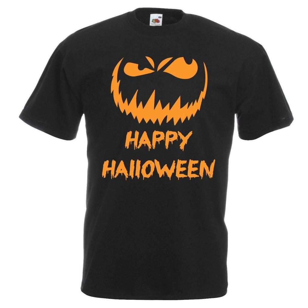 Adults Happy Halloween Scary Pumpkin Spooky Holiday Unisex Black TShirt