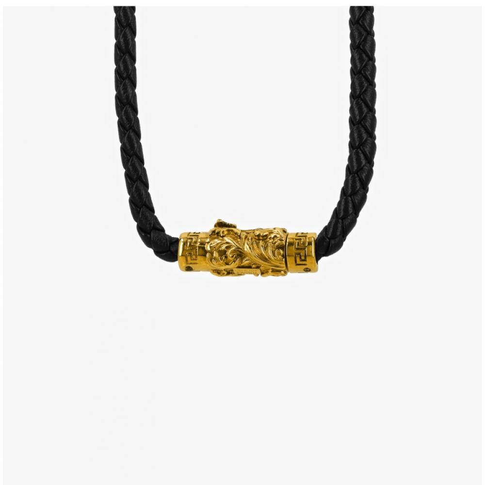 Versace Medusa Charm Braid Leather Necklace 1021598 1a00637 1b460