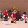 Christmas Gnome Door Set Xmas Vintage Style Mini Compact Exquisite Workmanship Wooden Gnome Door with Miniature Boxes