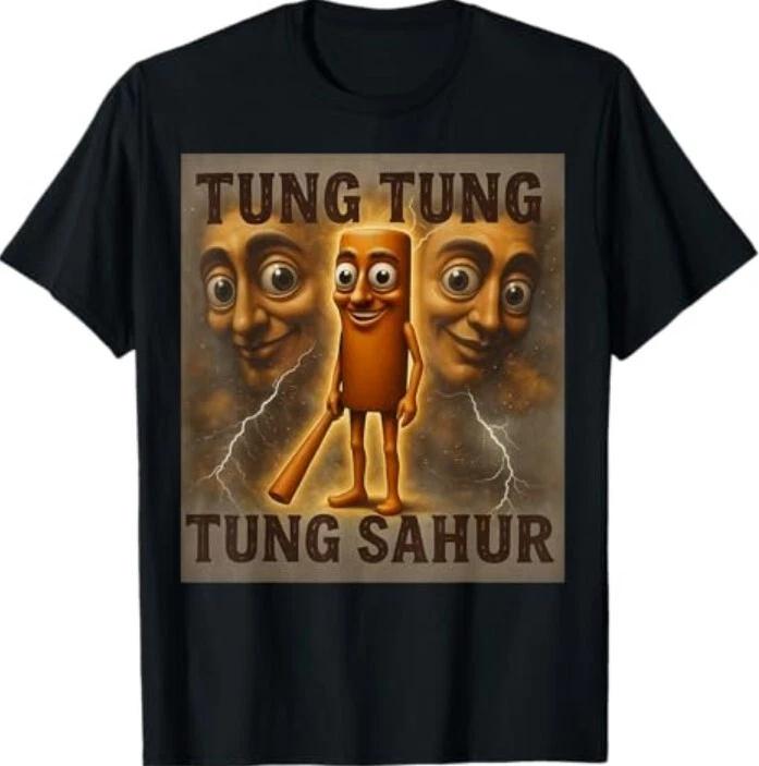 Футболка с мемом про Сахур Tung Tung Tung, смешной итальянский brainrot