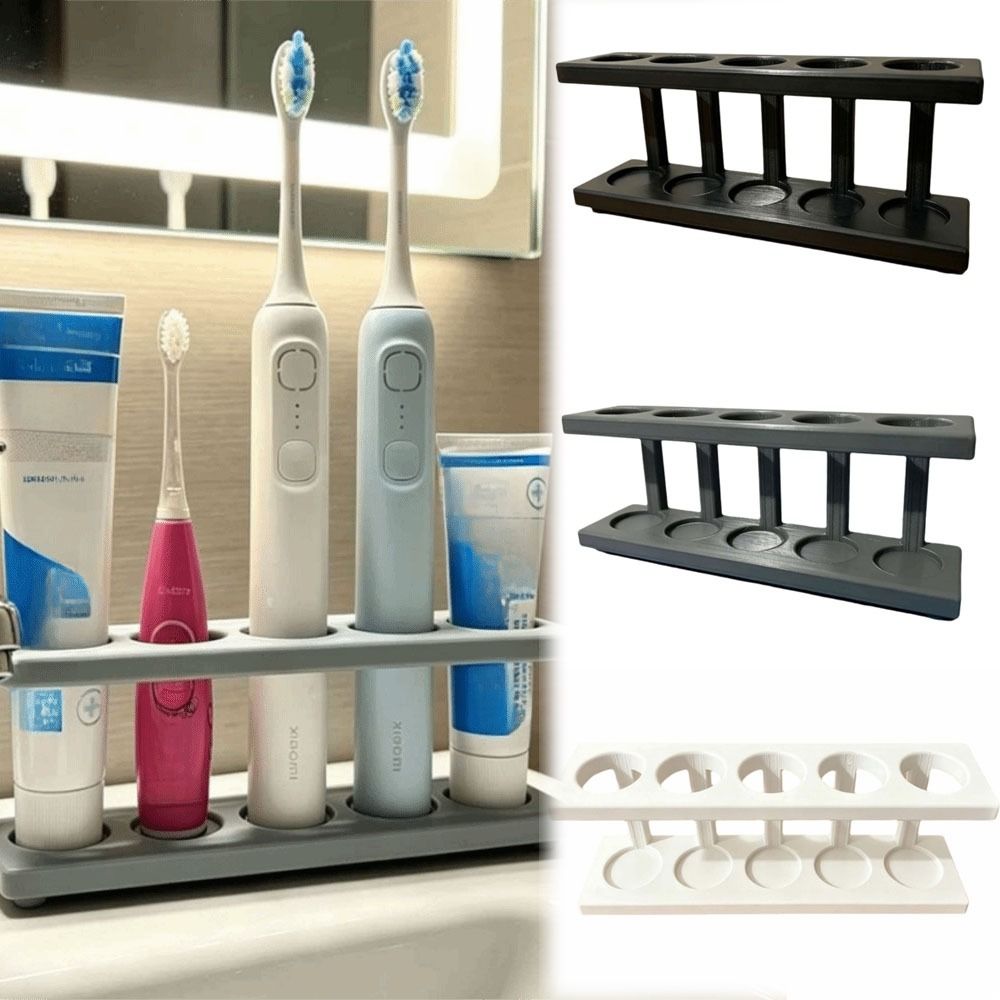 No Drilling Toothbrush Holder Multi-Slot Design Storage Rack Pencil Holder  Bathroom Countertop